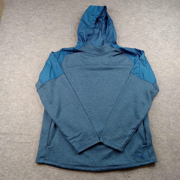 Under Armour Other - Under Armour Hoodie Mens Large Blue ColdGear Pullover Fleece Sweatshirt Loose